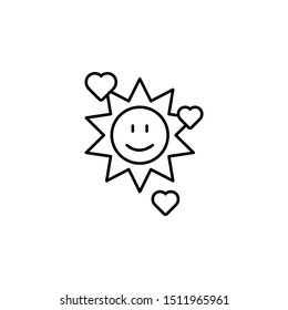 Sun smile hearts icon. Element of peace day thin line icon