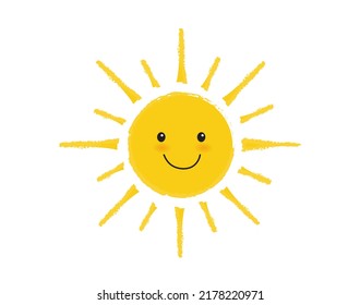 Sun smile icon isolated on white background. Cute sun flat icon design. Vector illustration.