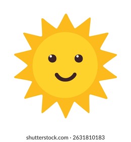 Sun smile icon, vector illustration, flat style, isolated on white background