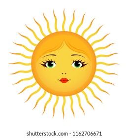 sun smile logo vector, weather forecast icon, sun cartoon vector seasons sunny weather, sunny weather icon illustration