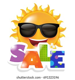 Sun Smile Sale, With Gradient Mesh, Vector Illustration