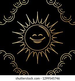 sun smile vector design, line art style design