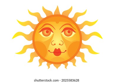 sun smile vector icon. Smiling cartoon sun. Vector illustration