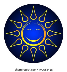 Sun, smiley and Sunshine as funny cartoon vector on a isolated background