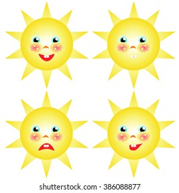 sun smilies set of drawings