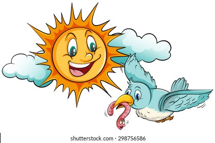 Sun smiling at the bird