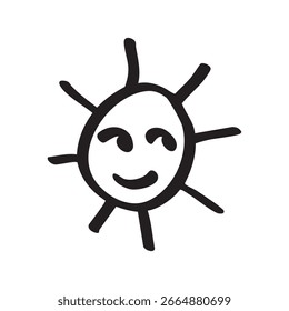 sol sorrindo rosto desenho animado mão desenhado