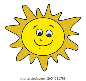 Sun smiling isolated on white background