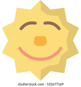 sun smiling with shadow vector illustration