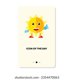 Sun smiling symbol flat vector icon. Summer, hot, yellow, fun isolated sign. Sun and hot season concept. Vector illustration symbol elements for web design and apps