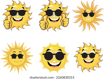 Sun smiling with waring sunglass 