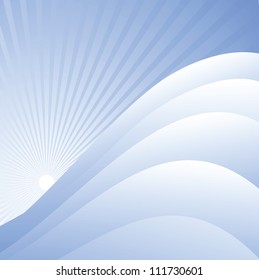 Sun and snow abstract background, vector illustration