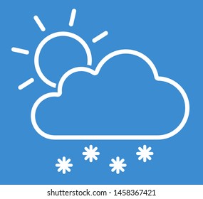 Sun and snow cloud weather line art icon