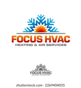 Sun and Snow Flake Symbol for Heating Cooling HVAC Logo