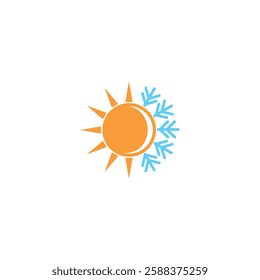Sun and snow icon logo flat vector design