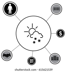 Sun snow icon vector
