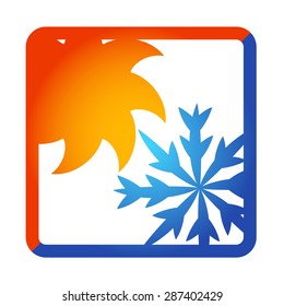 Sun and snowflake for air conditioner, a symbol of business