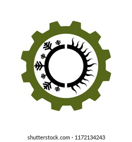 Sun and snowflake for air conditioning and heating