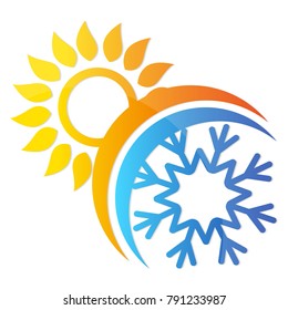 Sun and snowflake air conditioning symbol for business