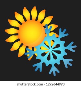 Sun and snowflake air conditioning ventilation vector