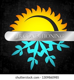 Sun and snowflake heating and cooling symbol