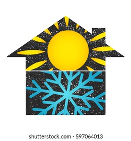 Sun and snowflake house vector, design for business