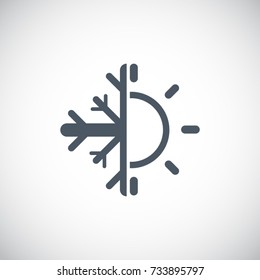 Sun and snowflake icon. Heating and Cooling