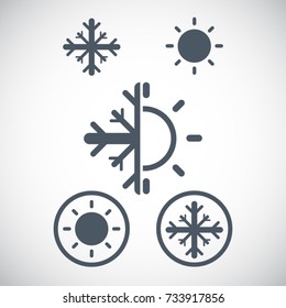 Sun and snowflake icon. Heating and Cooling