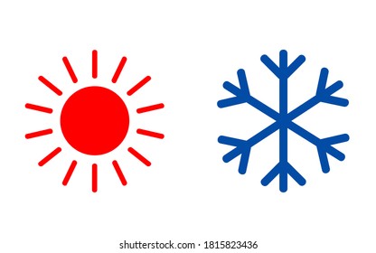 Sun and snowflake icons, Heating and Cooling signs