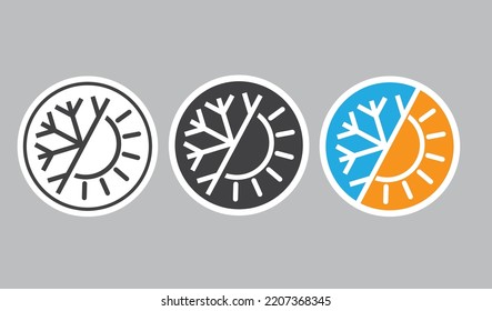 Sun snowflake sign in three different variants.