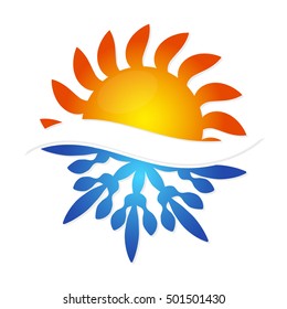 Sun and snowflake symbol air conditioning business