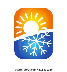Sun and snowflake symbol air conditioning business