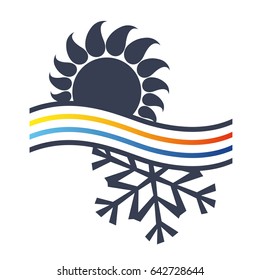 Sun and snowflake symbol air conditioning for business