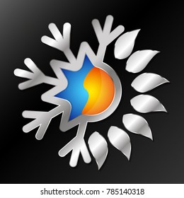 Sun and snowflake symbol for air conditioning
