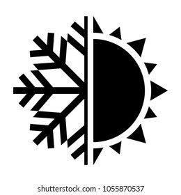 Sun And Snowflake Symbol. Hot And Cold Icon. Vector Illustration