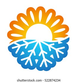 Sun and snowflake symbol vector air conditioning