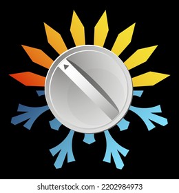 Sun snowflake and temperature switch symbol