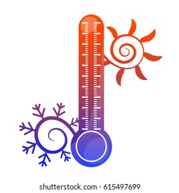 Sun, snowflake and thermometer symbol. Air conditioning.