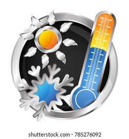 Sun, snowflake and thermometer symbol air conditioner