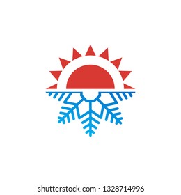 Sun and snowflake vector for air conditioning and ventilation