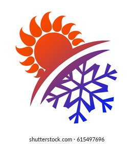 Sun and snowflake vector for air conditioning and ventilation