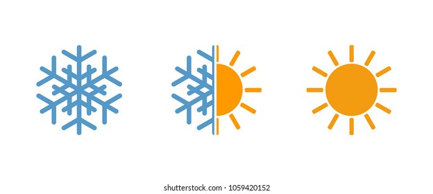 sun and snowflake, weather vector icons