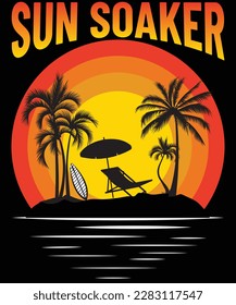 Sun soaker summer t shirt design eps