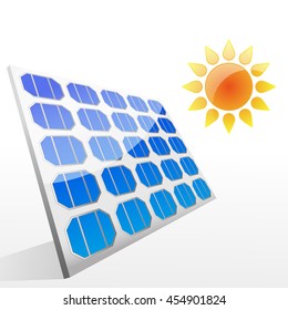 The sun and the solar battery, vector illustration