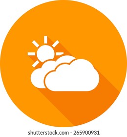Sun, solar, clouds, sunny icon vector image. Can also be used for weather, forecast, season, climate, meteorology. Suitable for web apps, mobile apps and print media.