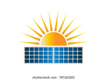 Sun Solar Dual Panel Logo Clipart Vector Illustration