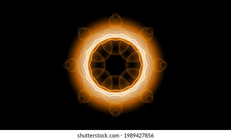 Sun Solar Eclipse Orange Fire Dark Background Vector Moon Design Style Space Science Glow Light