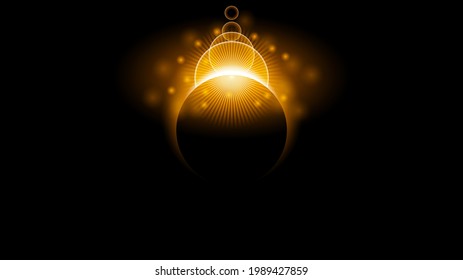 Sun Solar Eclipse Orange Fire Dunkler Hintergrund Vector Moon Design Style Space Science Glow Light