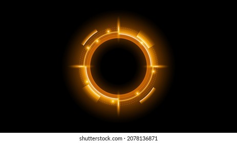 Sun Solar Eclipse Orange Fire Dark Background Vector Moon Design Style Space Science Glow Light