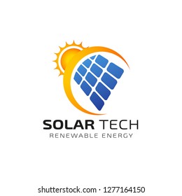Sun solar energy logo design template. solar tech logo designs